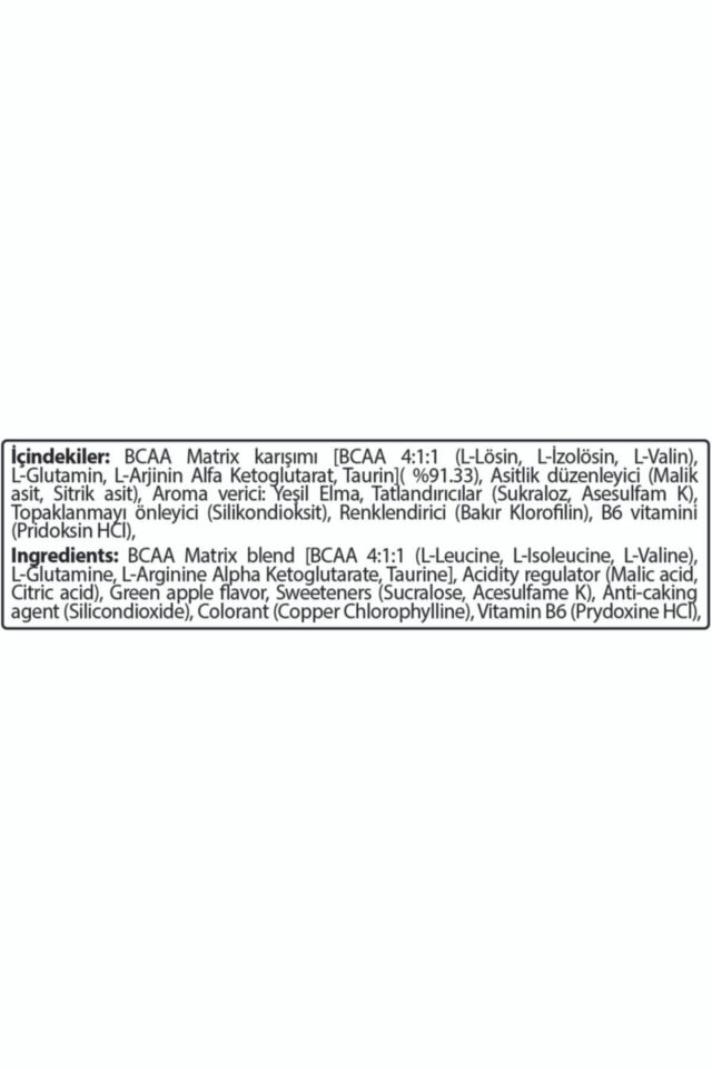 Bcaa Matrix Yeşil Elma 40s 600 gr Aminoasit Glutamin Arginin