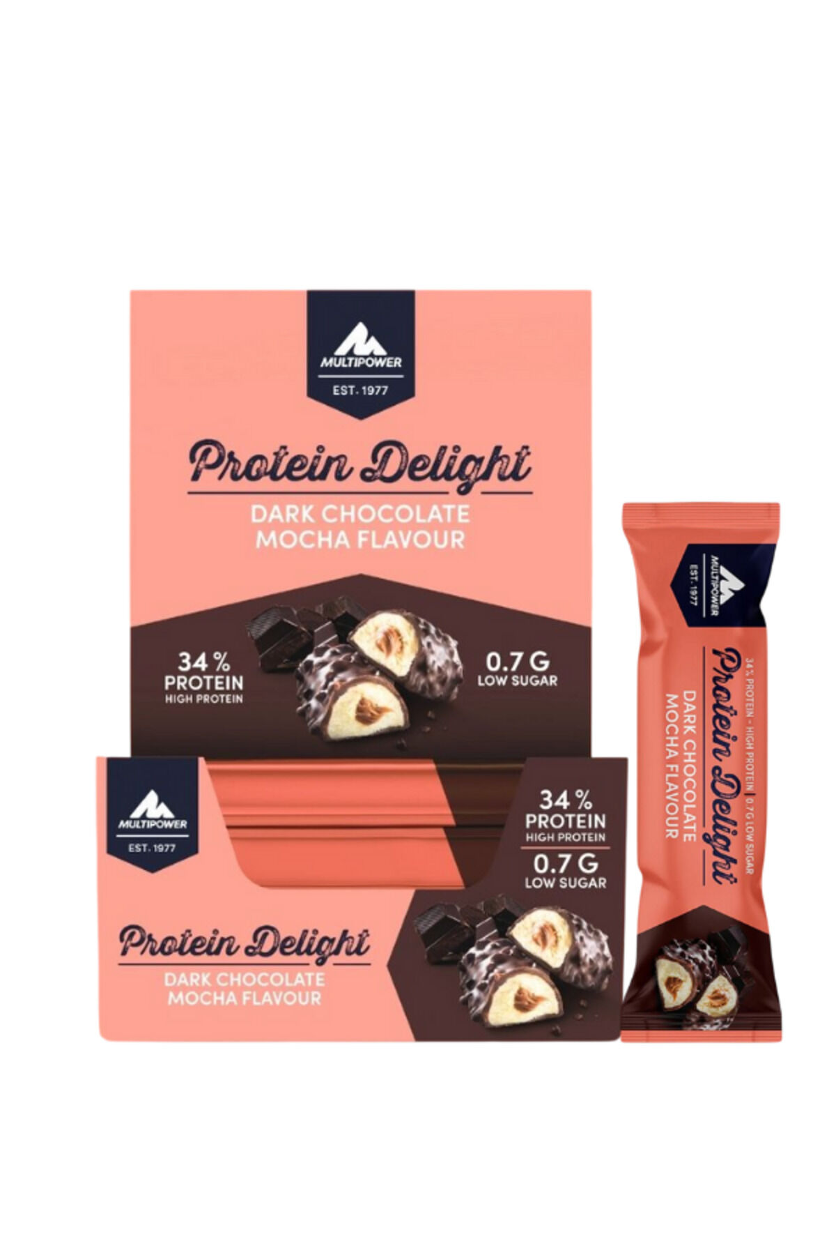 Protein Delight 35 Gr x 18 Adet - Bitter Çikolata & Mocha Aromalı Protein Bar