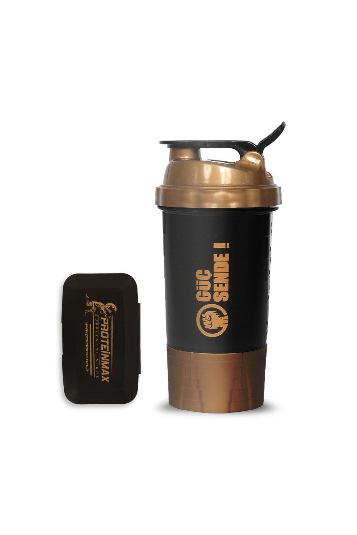 Güç Sende 500 Ml. Hazneli Shaker + Black & Gold Pillbox