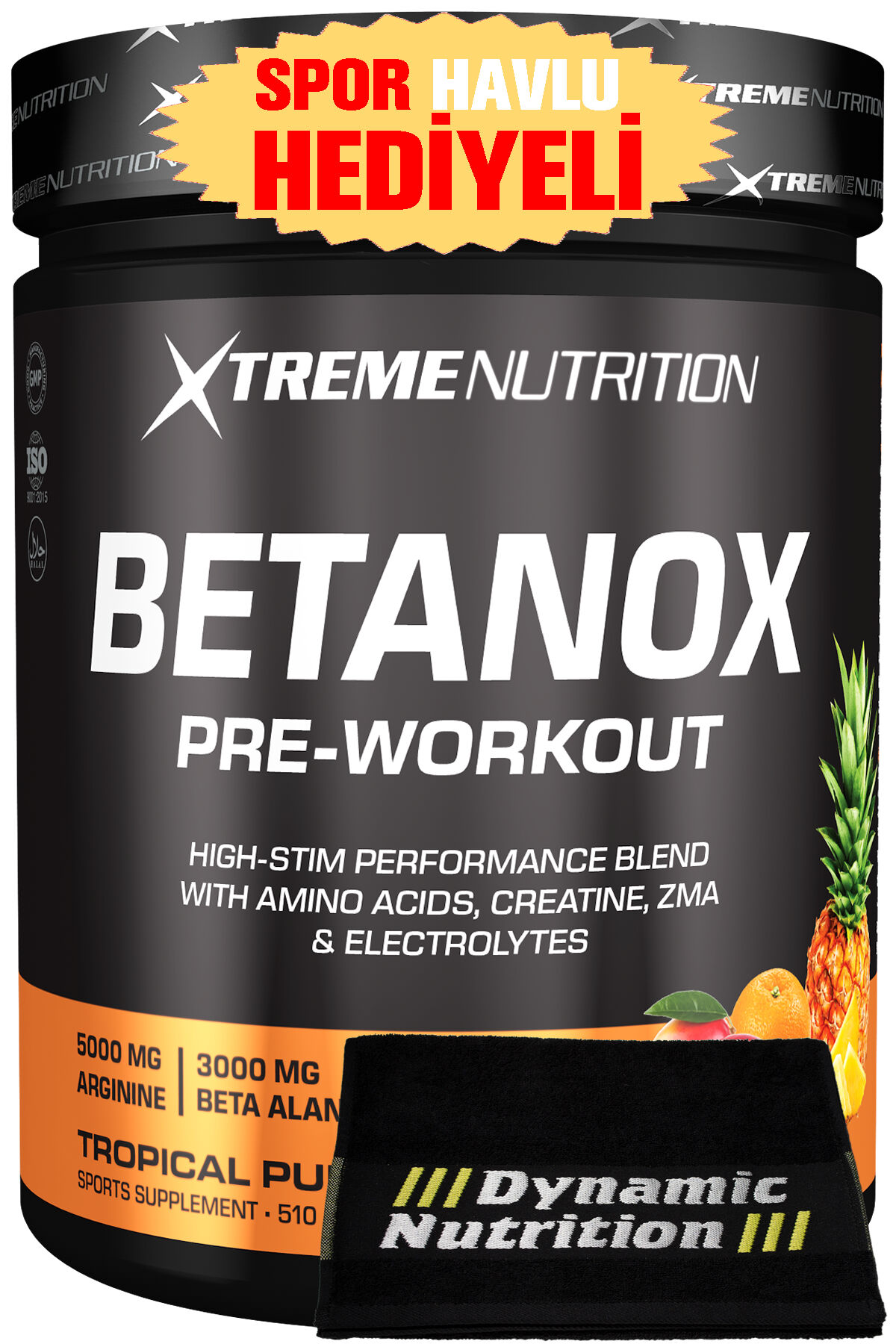 Hediyeli - Betanox Pre-workout - 510 G - Tropikal Aroma - 34 Servis - Pre Work Out Kreatin Zma