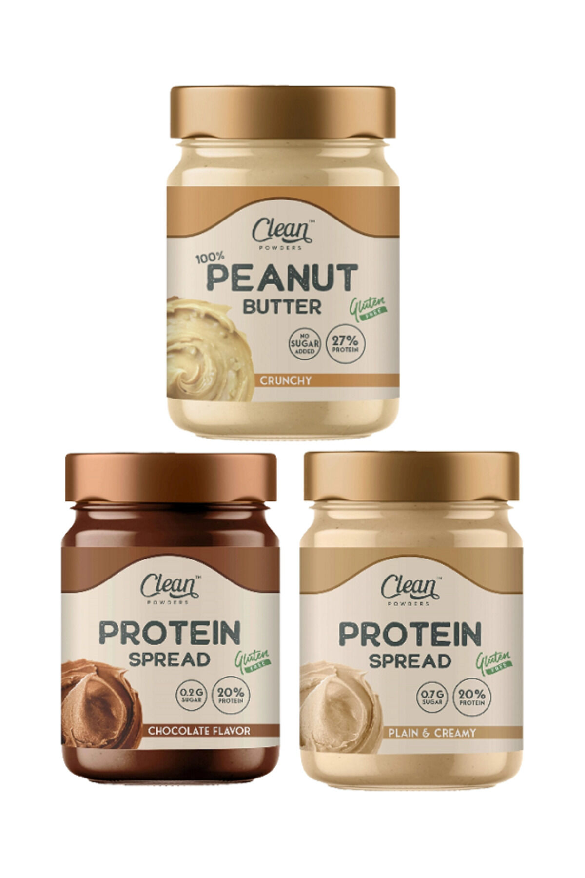 Proteinli Fındık Ezmesi - Çikolatalı Fındık Kreması - Fıstık Ezmesi Karma Set 3'Lü