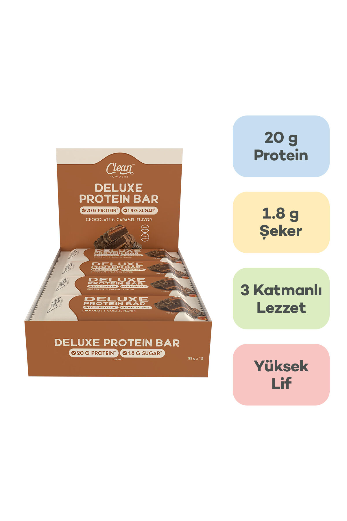 Deluxe Protein Bar %36 Protein 55 Gr 12 Adet - ÇİKOLATA-KARAMEL