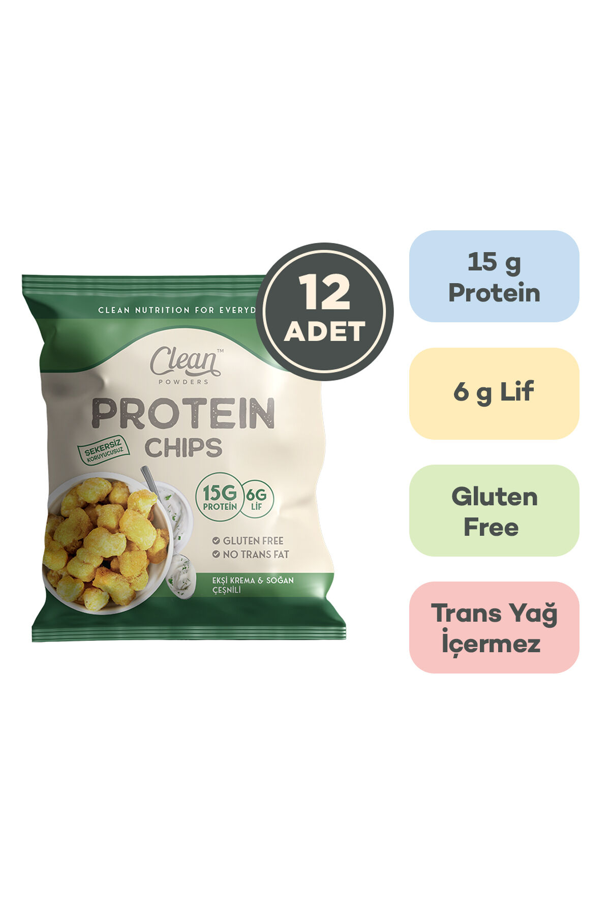 Protein Chips 50 Gr Ekşi Krema Soğan 12 Adet