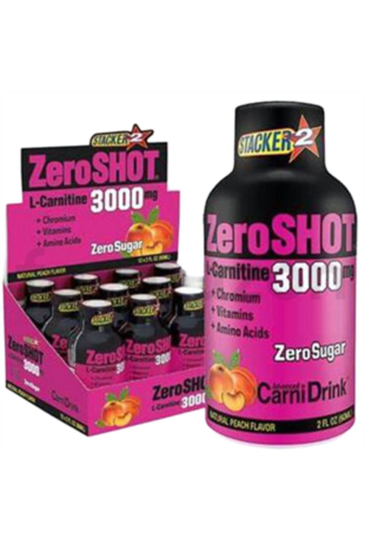 Zeroshot L-Carnitine 3000 mg Şeftali Aromalı İçecek 12 x 60 ml