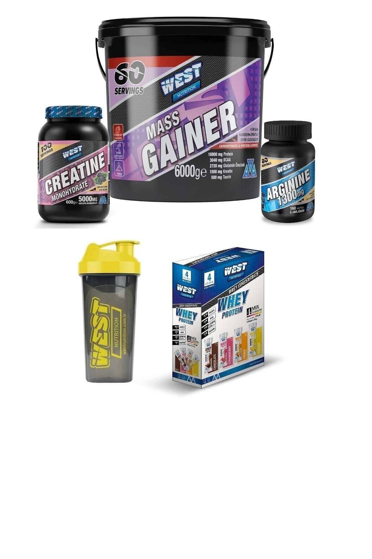 Mass Gainer 6 Kg Muz Aromalı - Arginine 160 Kapsül - Kreatin 600 Gr Böğürtlen Aromalı