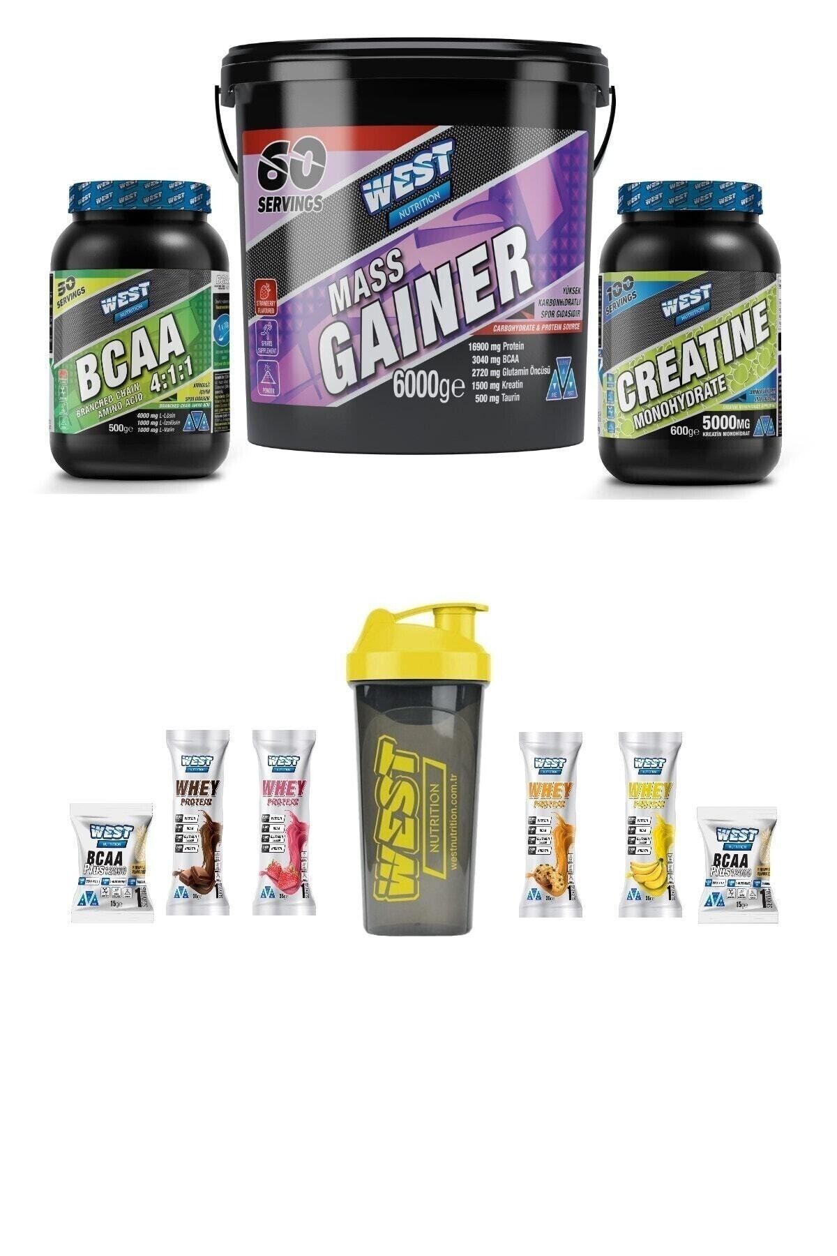 Mass Gainer 6 Kg Çikolata - Bcaa 500 Gr Karpuz - Kreatin ( Creatin ) 600 Gr Yeşil Elma