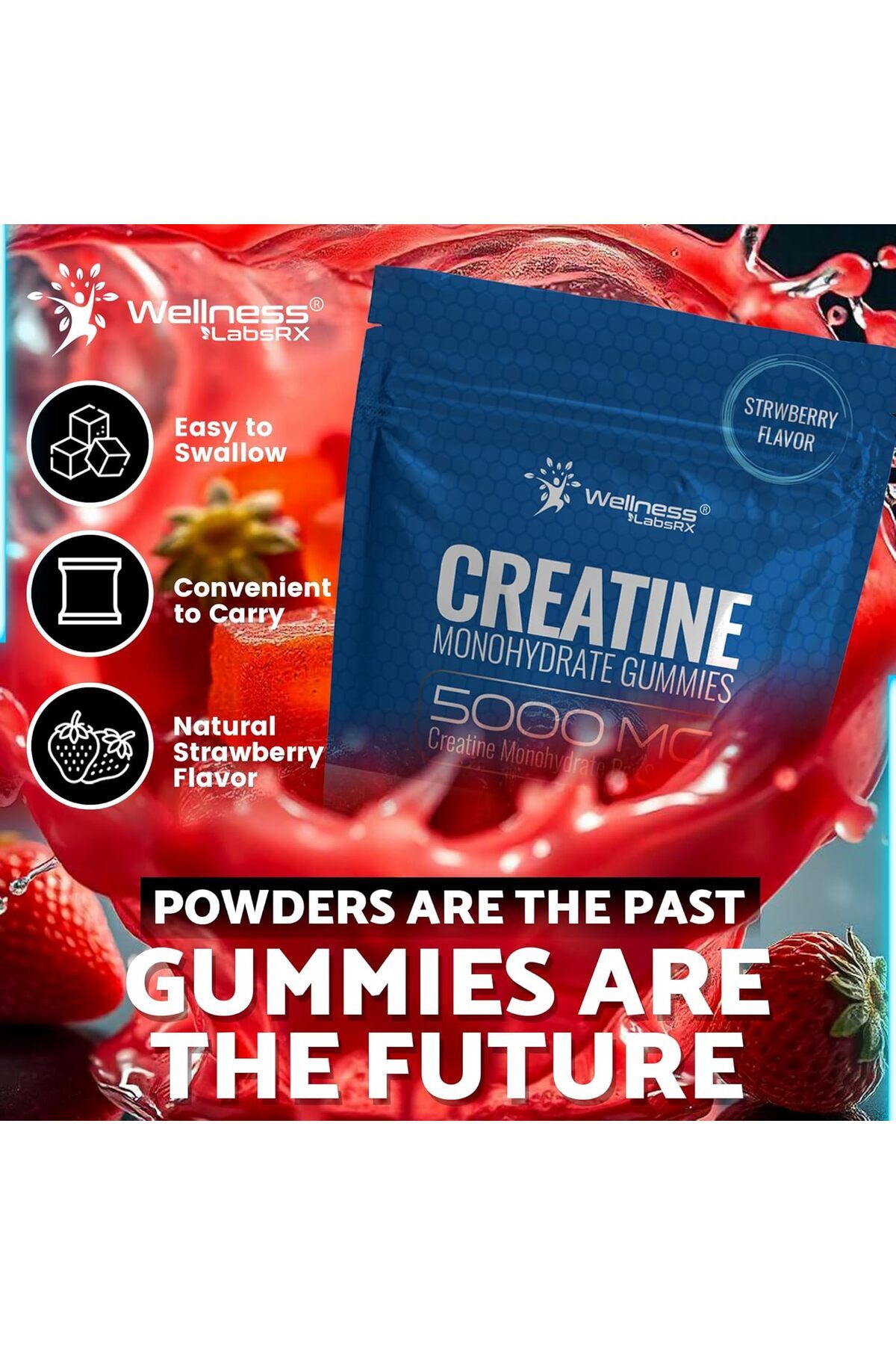 WELLNESS LABS Creatine Kreatin Monohidrat Recovery 5000mg 60 Gummies