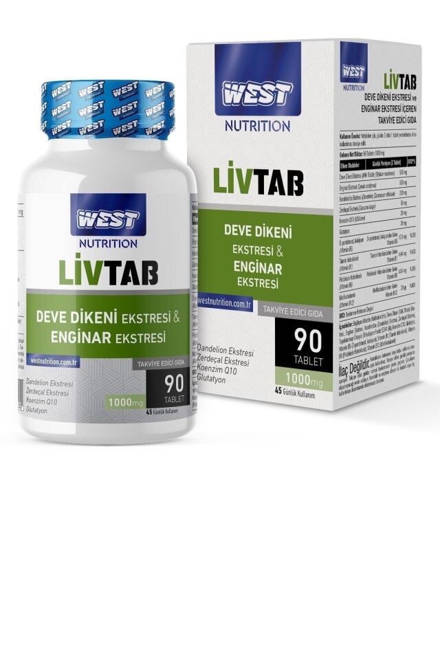 West Livtab Deve Dikeni Milk Thistle Enginar Karahindiba Ekstresi Ve Glutatyon 90 Tablet X 1000 Mg