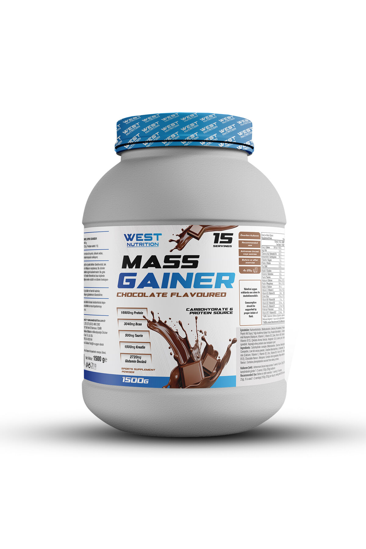 Mass Gainer Karbonhidrat Tozu 1500 Gr 15 Servis Çikolata Aromalı