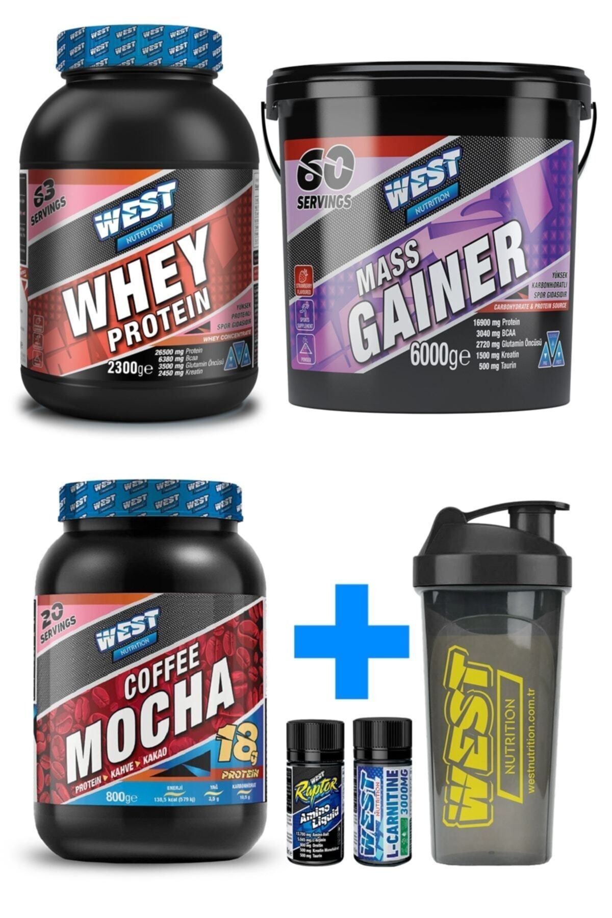 6000 Mass Gainer 2300 Whey Protein Proteinli Kahve Paketi Çilek