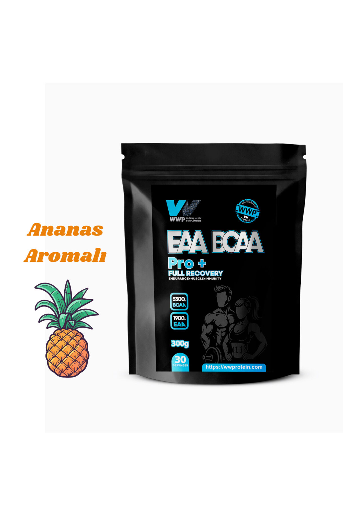 EAA BCAA Pro+ Full Recovery 300GR - Ananas Aromalı (Dayanıklılık, Kas, Bağışıklık)