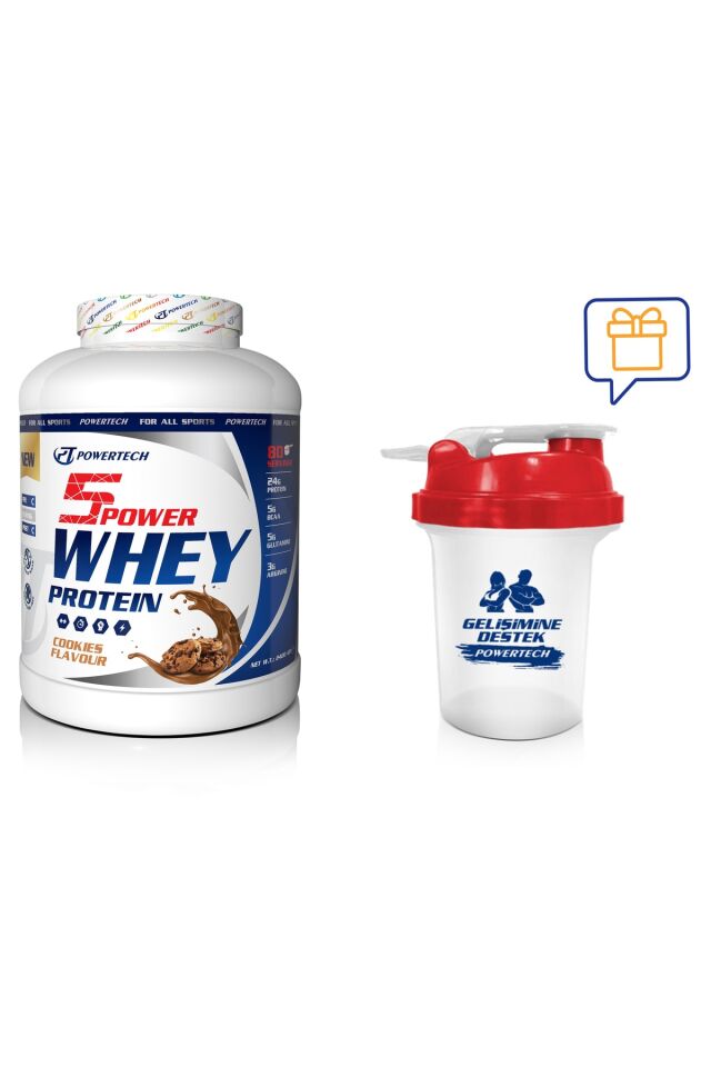 5power Whey Protein 2400 gr Kurabiye Aromalı Protein Tozu Shaker