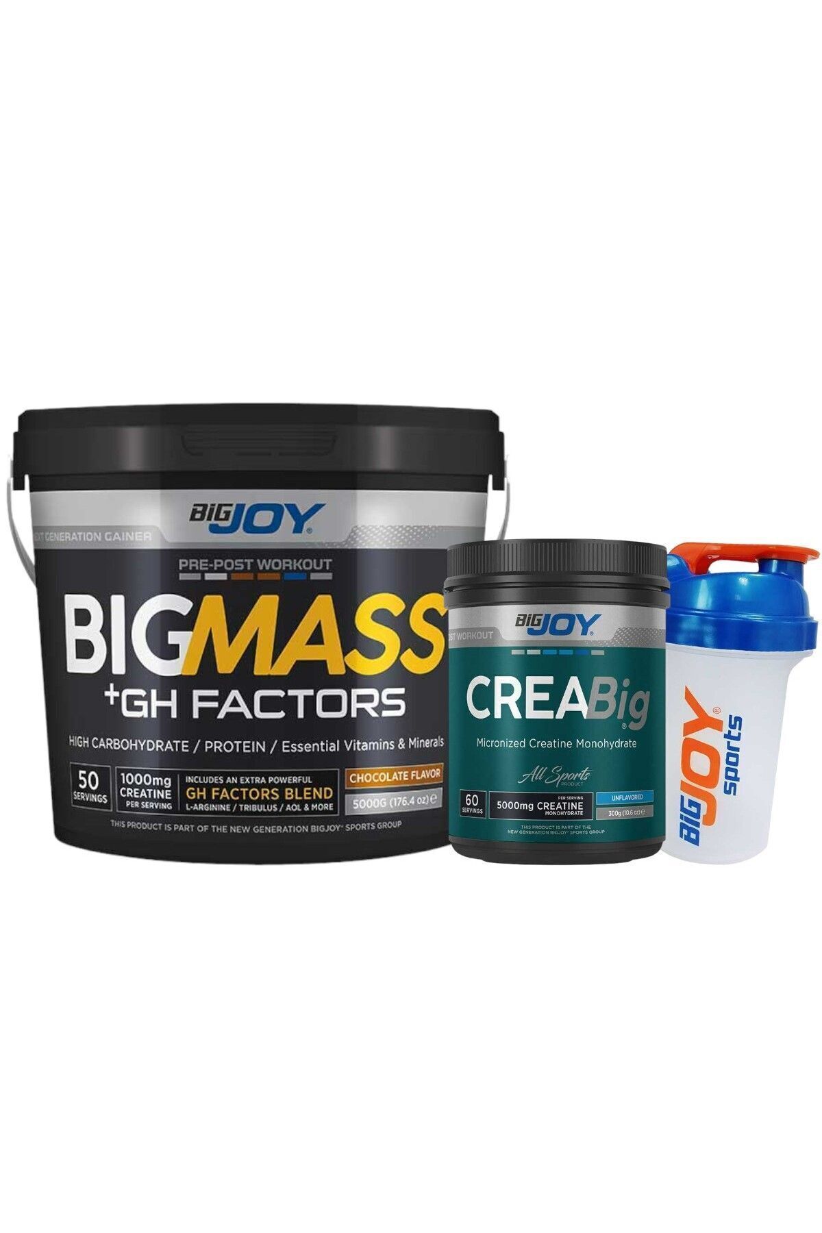 MASS GAİNER Çikolata 5 kg BigMass Gh Factors + Creabig Kreatin 300 gr - Shaker 500 ml
