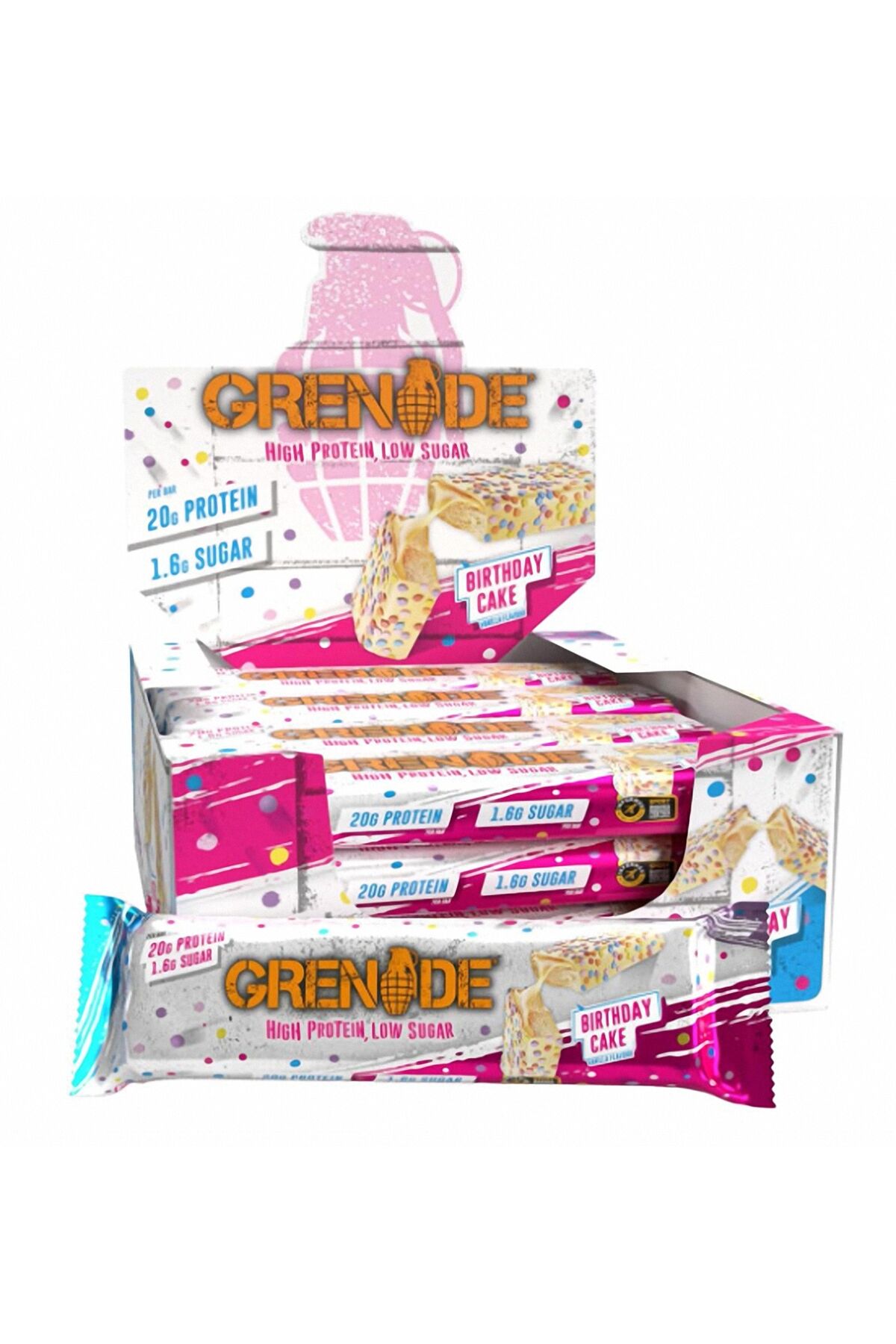High Protein, Low Sugar Bar - Candy Bar Birthday Cake, 12 x 60 gr