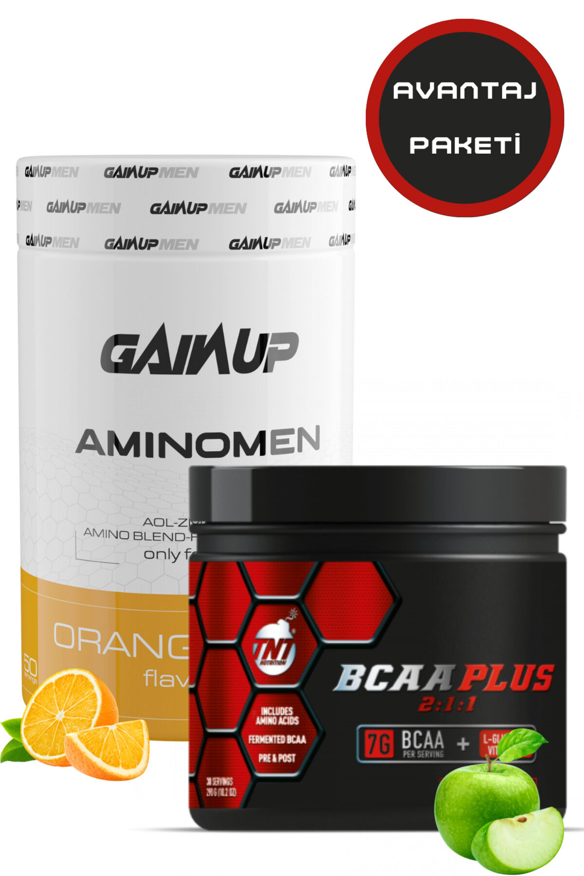 AminoMen+TNT Bcaa 30 Servis 7gr Bcaa-2gr Glutamin-Yeşil Elma