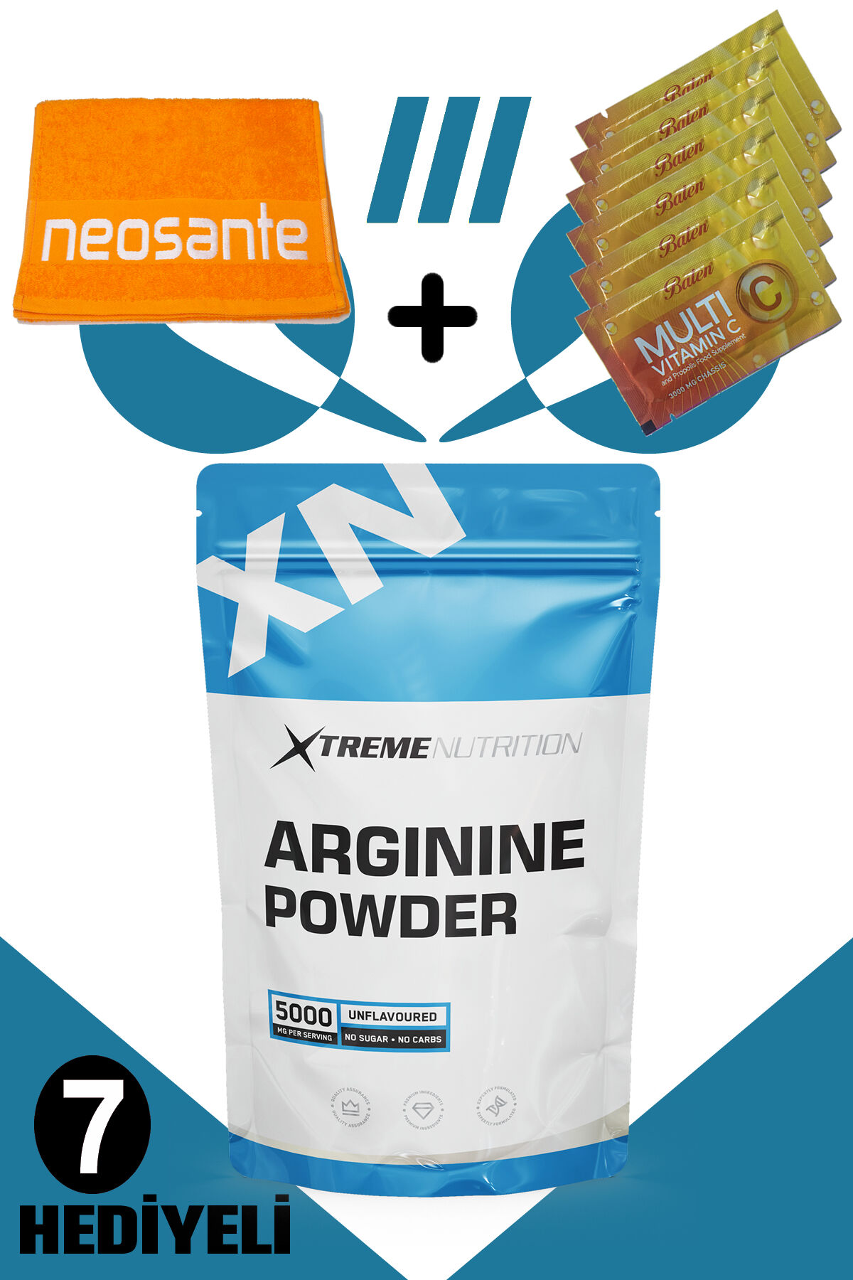 Arginine Power - 300 G - Aromasız - 7 Hediyeli (HAVLU 6 MULTİ C SAŞE) - %100 Saf Arjinin