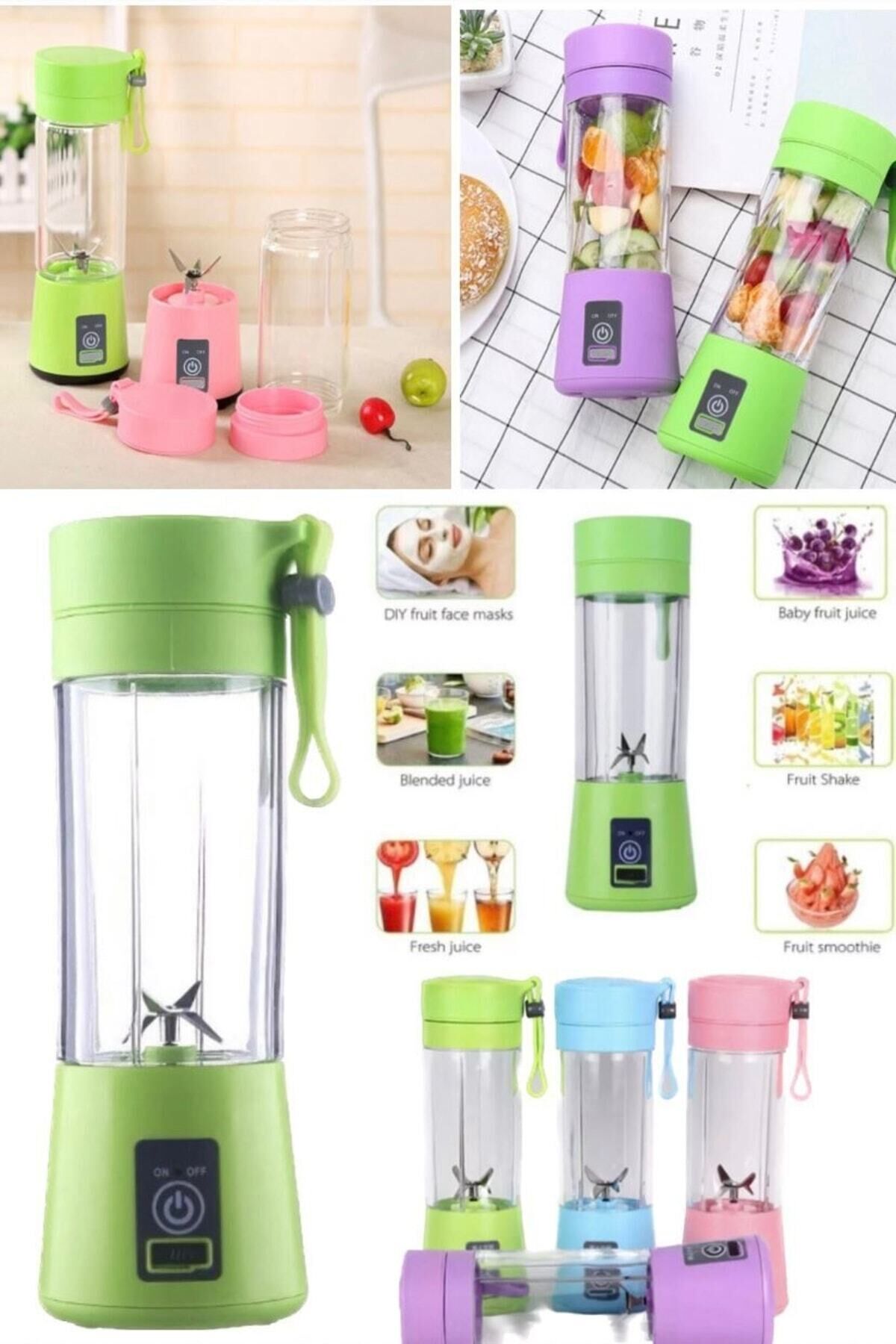 380 Ml Smoothie Blenderı Mini Mutfak Robotu Kişisel Blender Usb Mevye Sıkacağı Shaker Seti Yeşil Pr