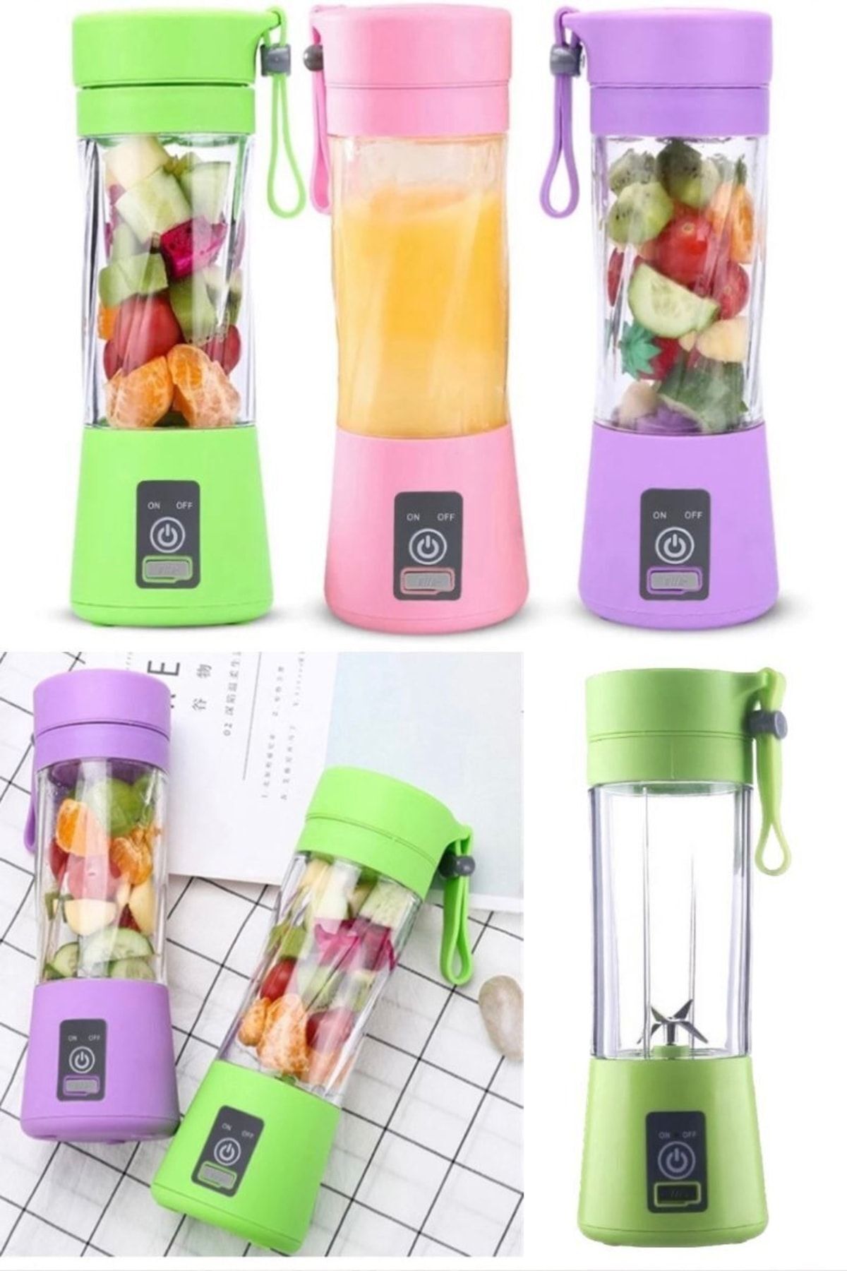 2 Adet Mixer 380 Ml Detox Mixer Taşınabilir Shaker 380 Ml Smoothie Blenderı Ice Coffee Milkshake Set