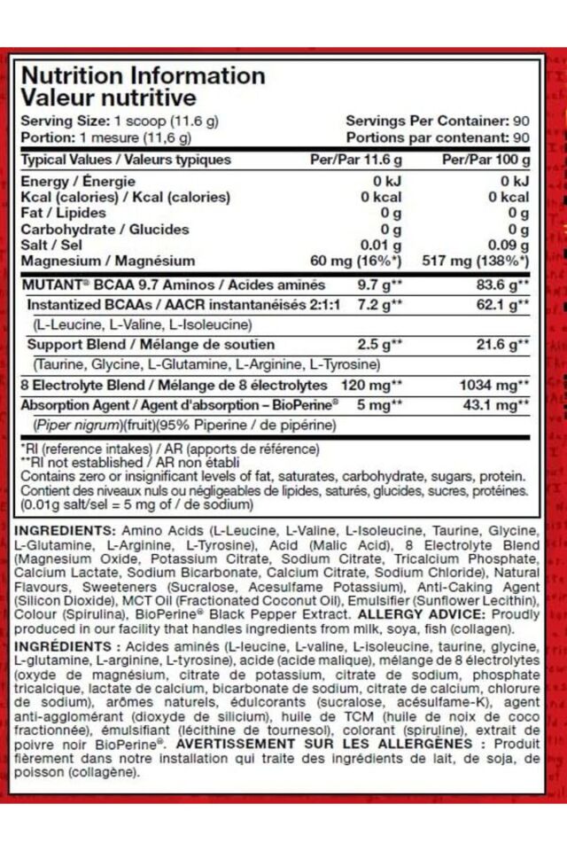 BCAA 9.7 Micronized Amino Acid and Electrolyte Support Stack 1044g -90 Servis (Kanada menşei)