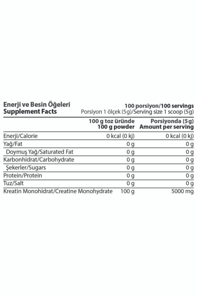 Creatine Creapure 250 gr 50 Servis (Kreatin)