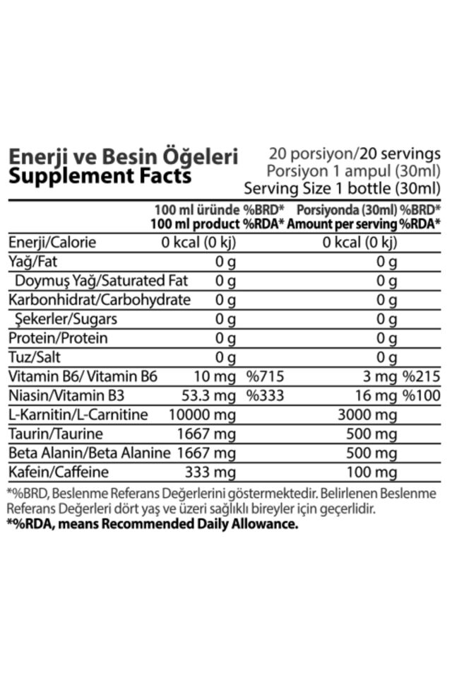 L-karnitin Matrix 3000 Mg 20 Ampül Şeftali