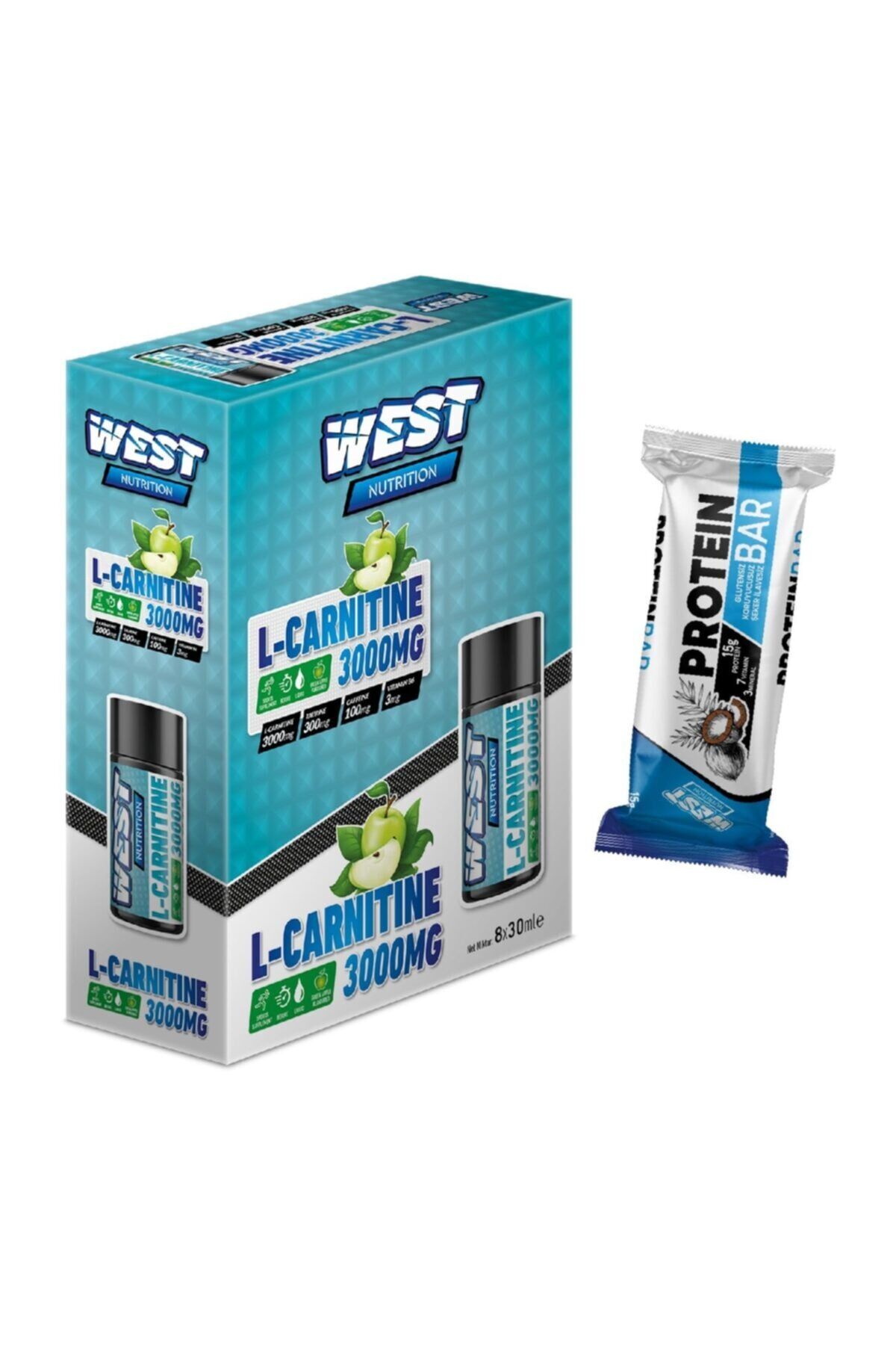 L Karnitin 3000 Mg 30 ml 8 Shot ( Karnitin ) Yeşil Elma Aromalı