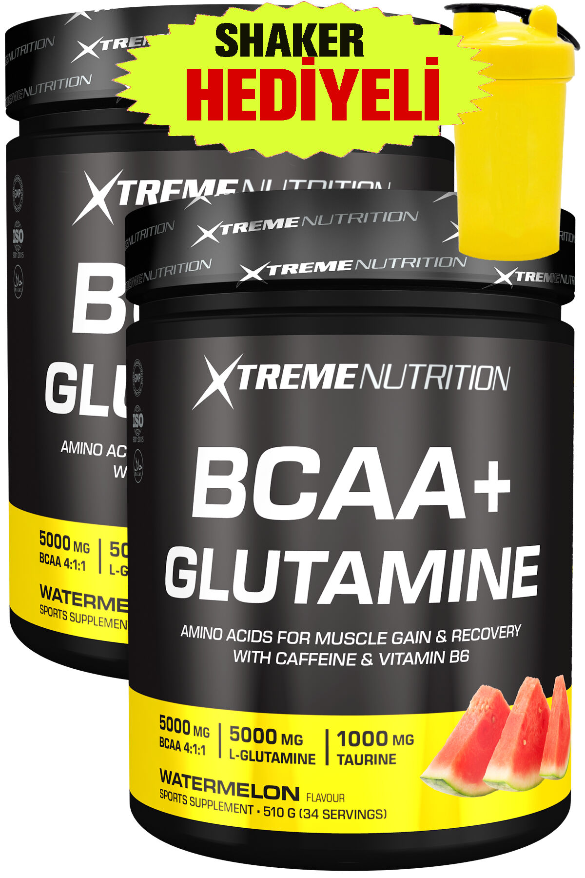 Hediyeli - Bcaa Glutamine - 1020G (510 Gx2Adet) - Karpuz Aroma - 68 Servis- Bcaa Glutamin Amino Asit