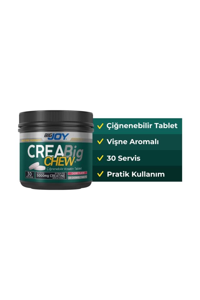 Kreatin Creabig CHEW Vişne Aromalı Çiğnenebilir Tablet 120 adet 30 Servis