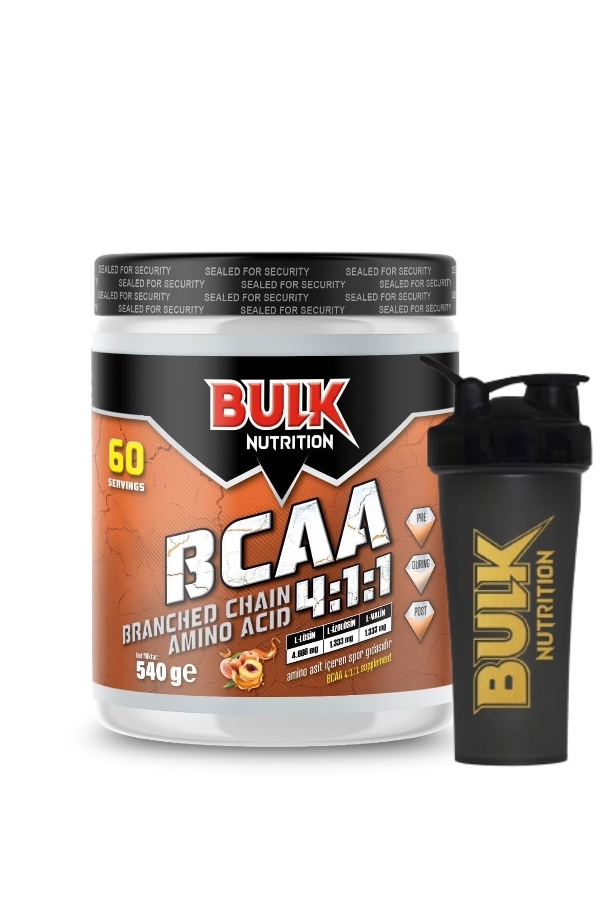 Bcaa 540 Gr 60 Servis Şeftali Aromalı Shaker Hediyeli