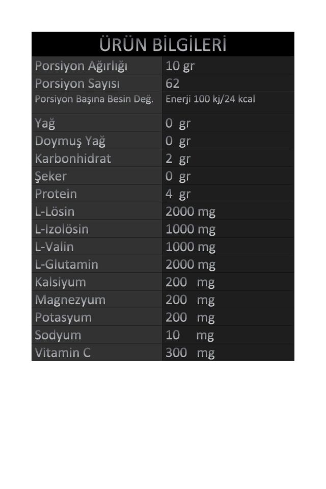Bcaa Glutamine 620g Karpuz Aromalı 2:1:1 Şekersiz