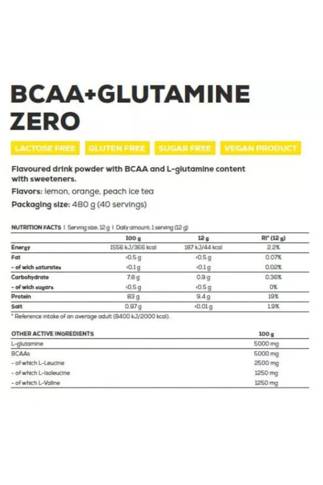 BIOTECH BCAA + Glutamine Zero - 480 g 40 Servis