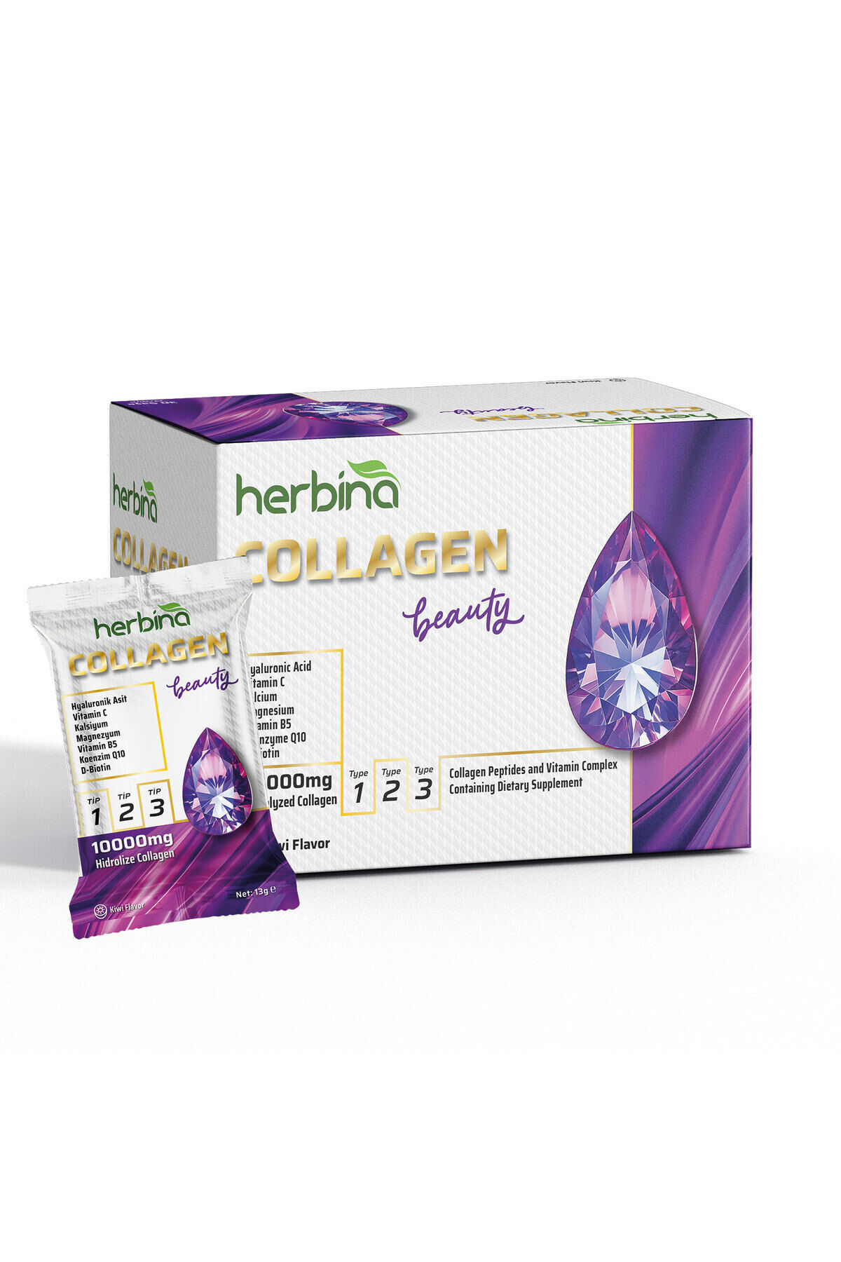Tip 1 2 3 Kollajen Karışımı Kivi Aromalı 30'lu Kutu Kivi Aromalı