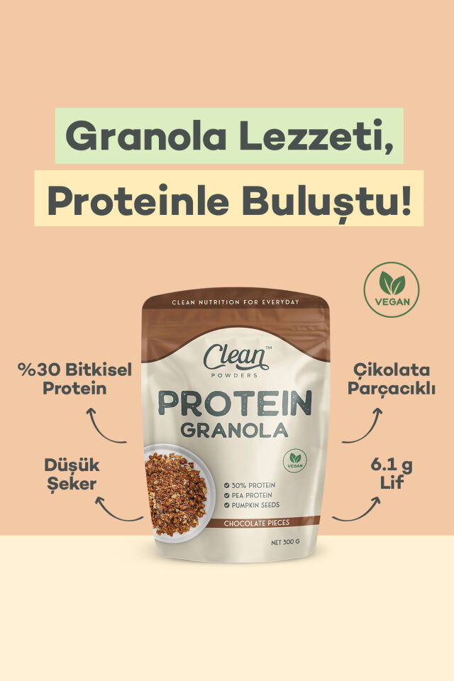 Protein Granola 300 Gr Çikolata Parçacıklı 3 Adet