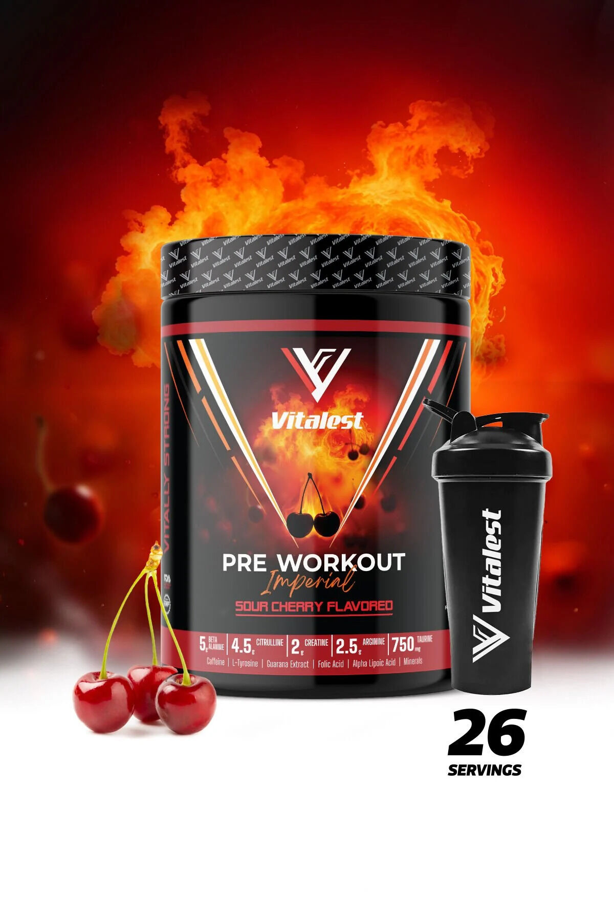 Pre Workout Imperial 468 g KİRAZ Aromalı | 5g Beta Alanin, 4.5g Sitrülin, 2g Kreatin