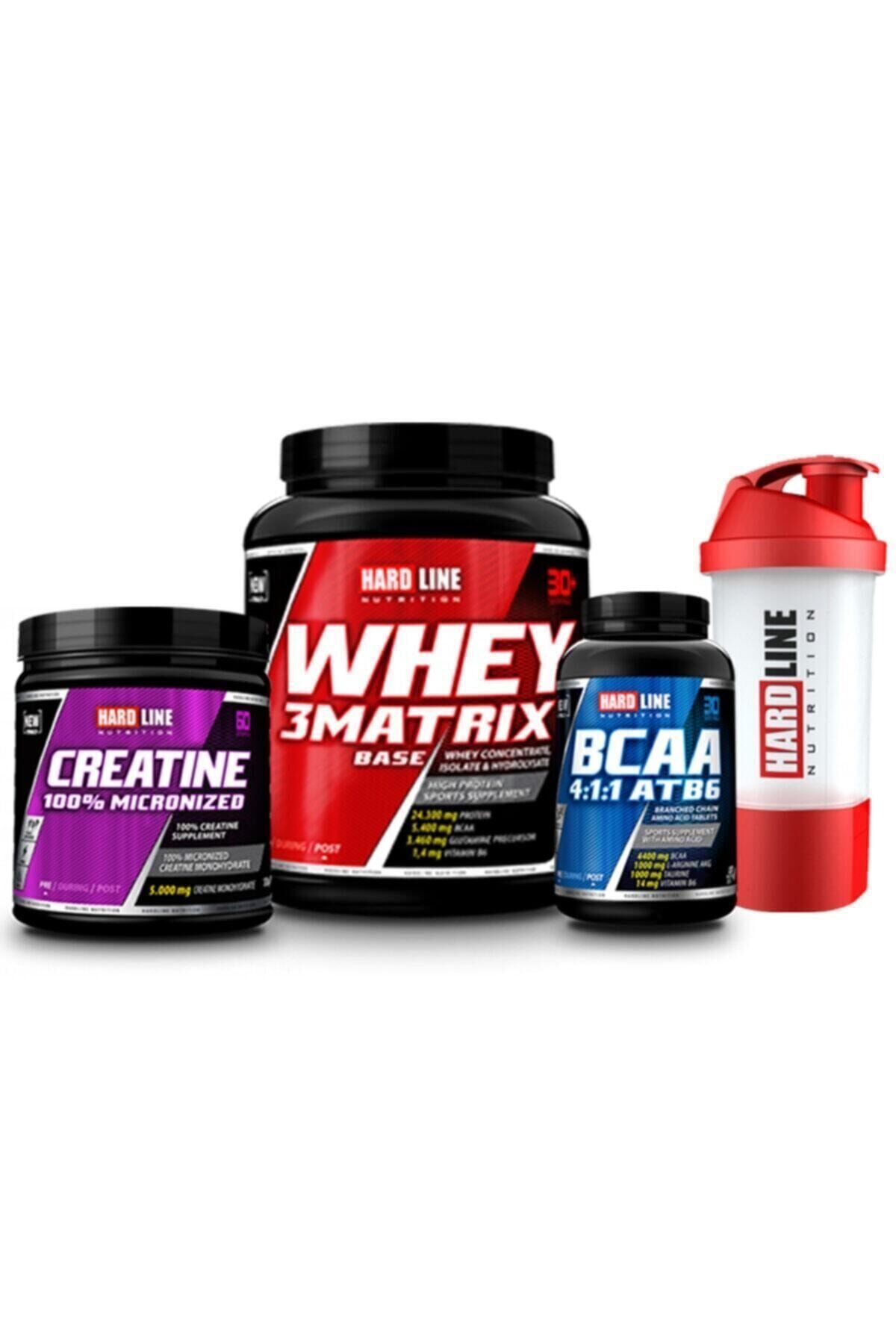 Hardline Whey 3matrix 908 Gr Limonlu Kek + Kreatin 300 Gr + Bcaa 4:1:1 Atb6 120 Tablet + Shaker